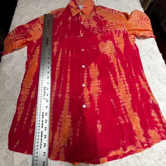 Zen Ethic Women's Button Down Shirt Tie Dye Blouse Medium Orange Long Sleeve - Picture 9 of 9